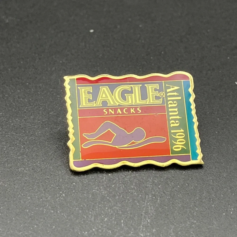 Vintage 1996‎ Atlanta Olympic Games Eagle Snacks Swimming Lapel Hat Pin